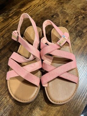 Pink Women's Strappy Slingback Toms Sandals